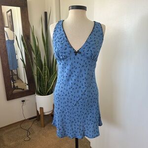NWT Wild Fable Blue/Black Floral Women's Slip Mini Tank Dress M